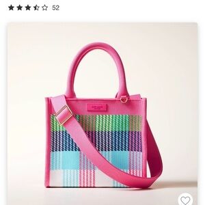 Kate Spade Pink Multicolor Plaid Tote Bag